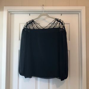 Express Elegant Black Sheer Blouse Strappy